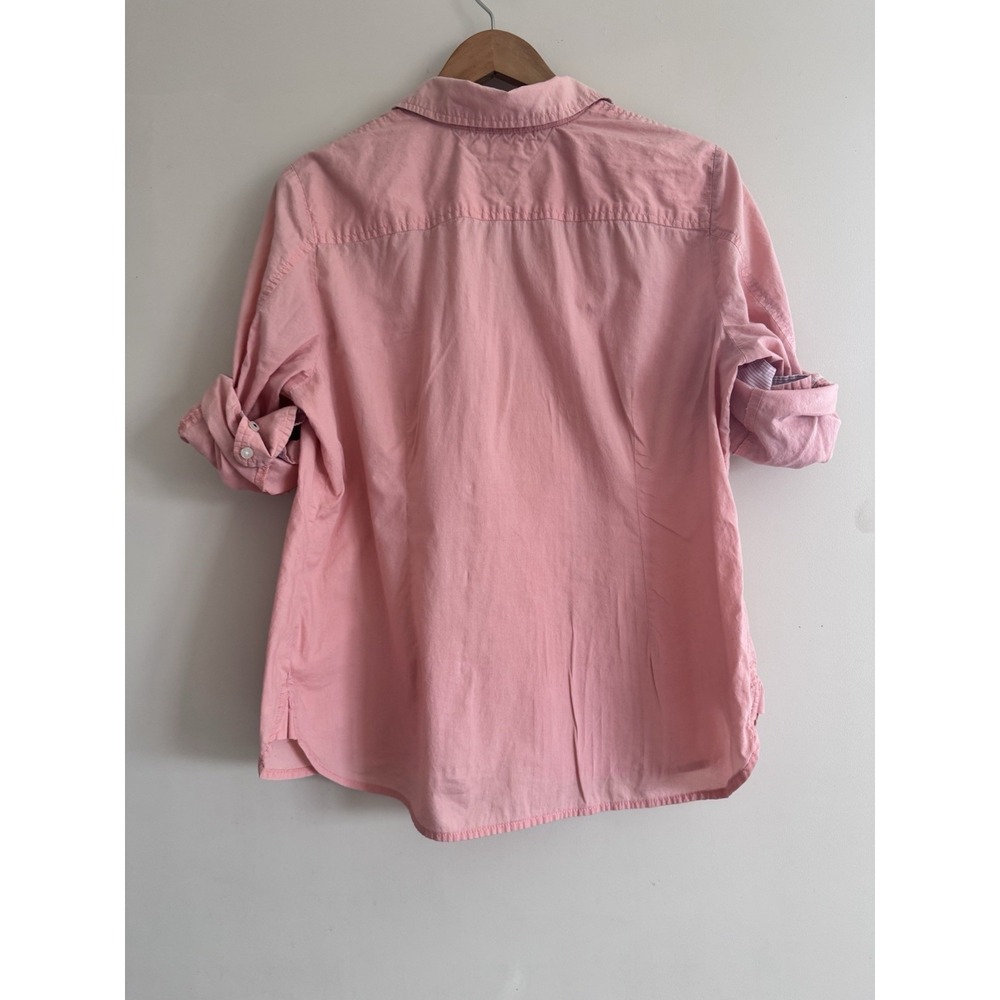 Tommy Hilfiger Coral Pink Button Down Shirt Women's Spring Casual Work Dress L